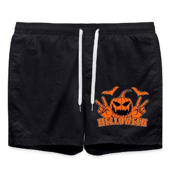 Helloween Peace Victory Hand Symbol Bat - Swim Trunks - black - Front - AI Model Male 185 light (185cm)