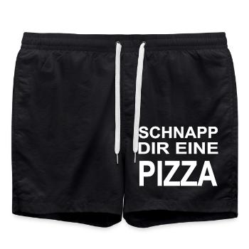Pizza - Badeshorts - Schwarz - Vorne - AI Model Male 185 light (185cm)