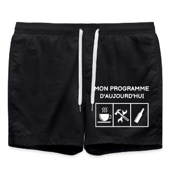 Boire un Café bricoler picoler - Short de bain - noir - Devant - AI Model Male 185 light (185cm)
