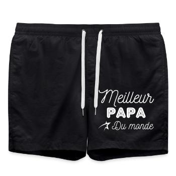 Meilleur Papa du monde - Short de bain - noir - Devant - AI Model Male 185 light (185cm)