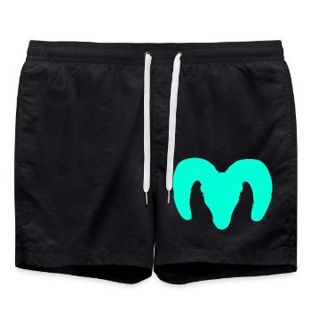 Dickhornschaf Silhouette – Wildnis pur - Badeshorts - Schwarz - Vorne - AI Model Male 185 light (185cm)
