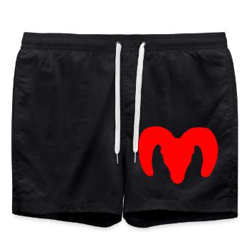 Dickhornschaf Silhouette – Wildnis pur - Badeshorts - Schwarz - Vorne - AI Model Male 185 light (185cm)
