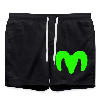Dickhornschaf Silhouette – Wildnis pur - Badeshorts - Schwarz - Vorne - AI Model Male 185 light (185cm)
