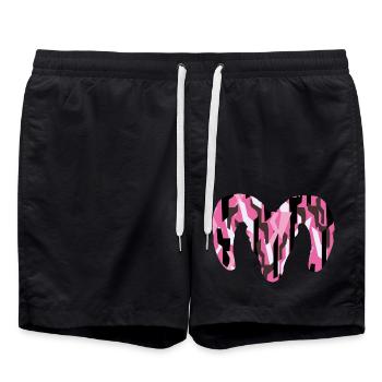 Dickhornschaf Camouflage – Wildnis pur - Badeshorts - Schwarz - Vorne - AI Model Male 185 light (185cm)