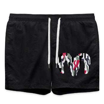 Dickhornschaf Camouflage – Wildnis pur - Badeshorts - Schwarz - Vorne - AI Model Male 185 light (185cm)
