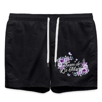 Lila Blumen Braut Team - Badeshorts - Schwarz - Vorne - AI Model Male 185 light (185cm)