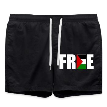 Free palestine - Short de bain - noir - Devant - AI Model Male 185 light (185cm)