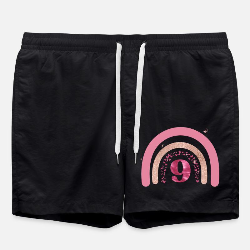 9e anniversaire rainbow rose - Short de bain - noir