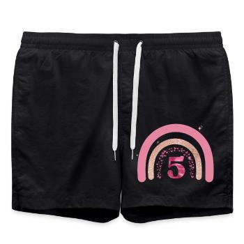 5e anniversaire rainbow rose - Short de bain - noir - Devant - AI Model Male 185 light (185cm)