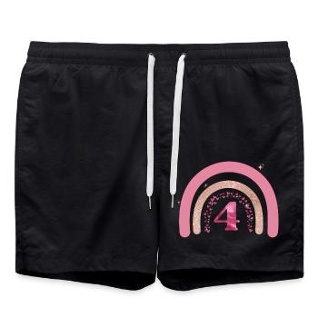 4th Birthday Rainbow Rose - Swim Trunks - black - Front - AI Model Male 185 light (185cm)