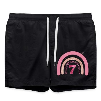 7e anniversaire rainbow rose - Short de bain - noir - Devant - AI Model Male 185 light (185cm)