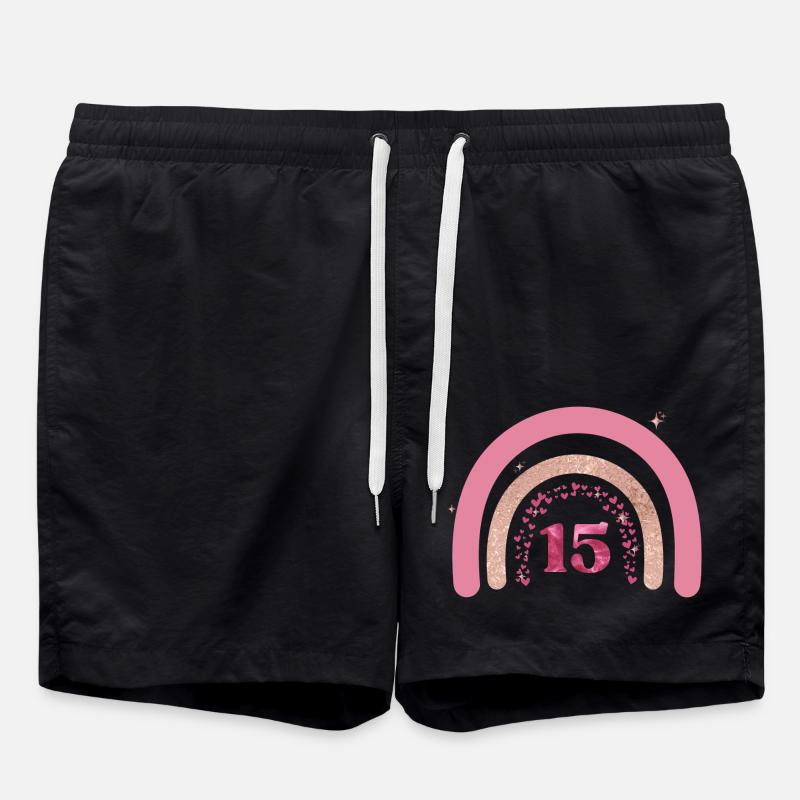15-jähriges Jubiläum Regenbogenrose - Badeshorts - Schwarz