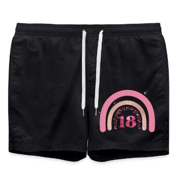 18th Birthday Rainbow Rose - Swim Trunks - black - Front - AI Model Male 185 light (185cm)