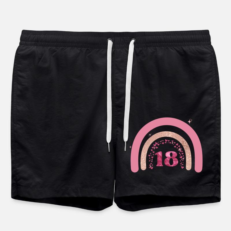 18e anniversaire rainbow rose - Short de bain - noir