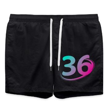Number 36 multicolor - Swim Trunks - black - Front - AI Model Male 185 light (185cm)