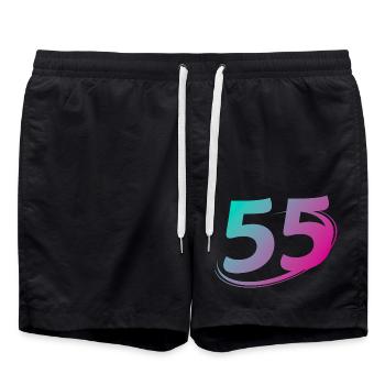 Nummer 55 mehrfarbig - Badeshorts - Schwarz - Vorne - AI Model Male 185 light (185cm)