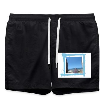 Sea view - Swim Trunks - black - Front - AI Model Male 185 light (185cm)