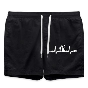 ECG de fréquence cardiaque pour les jeunes mariés - Short de bain - noir - Devant - AI Model Male 185 light (185cm)