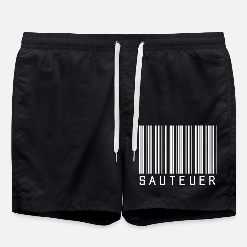 Code-barres « SAUTEUER » blanc - Short de bain - noir