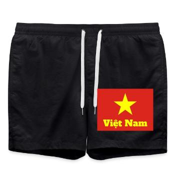 Vietnamesische Flagge - Badeshorts - Schwarz - Vorne - AI Model Male 185 light (185cm)