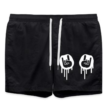 Heavy Metal Hard Rock Graffiti Horns Hand Gesture - Swim Trunks - black - Front - AI Model Male 185 light (185cm)