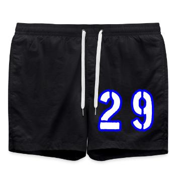 29 Zahl Symbol - Badeshorts - Schwarz - Vorne - AI Model Male 185 light (185cm)