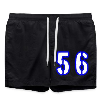56 Zahl Symbol - Badeshorts - Schwarz - Vorne - AI Model Male 185 light (185cm)