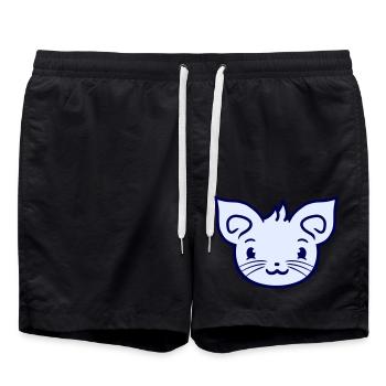 Cute Cat Looks Happy Smiling Kitten Fun - Swim Trunks - black - Front - AI Model Male 185 light (185cm)