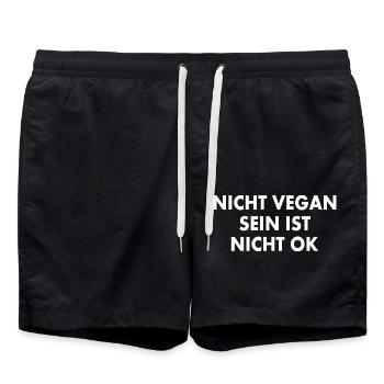 nicht vegan sein ist nicht ok - Badeshorts - Schwarz - Vorne - AI Model Male 185 light (185cm)