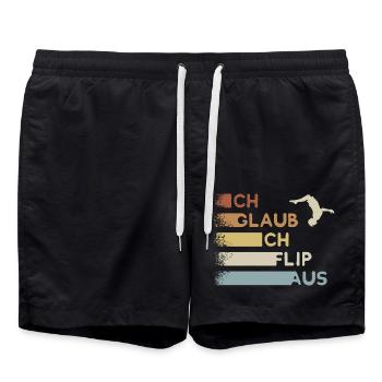 I'm freaking out! Retro Parkour Flipping Freerunning - Swim Trunks - black - Front - AI Model Male 185 light (185cm)