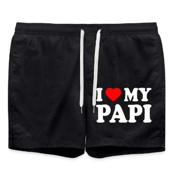 I love my papi - Swim Trunks - black - Front - AI Model Male 185 light (185cm)