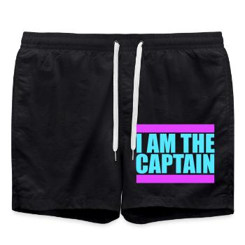 I Am The Captain Sailor Saying Text Quote Logo - Swim Trunks - black - Front - AI Model Male 185 light (185cm)