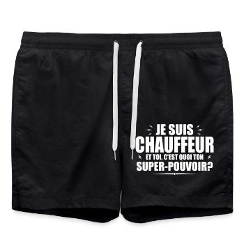 I am a Driver. What's your superpower? - Swim Trunks - black - Front - AI Model Male 185 light (185cm)