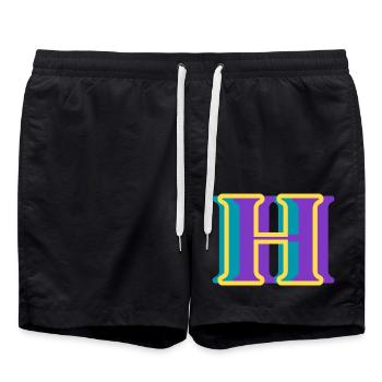 Mehrfarbiger Buchstabe h – originelle Geschenkidee - Badeshorts - Schwarz - Vorne - AI Model Male 185 light (185cm)
