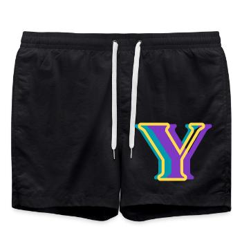 Multicolored letter y - Swim Trunks - black - Front - AI Model Male 185 light (185cm)