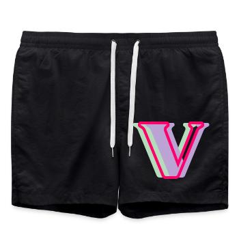 Lettre V multicolore - Short de bain - noir - Devant - AI Model Male 185 light (185cm)