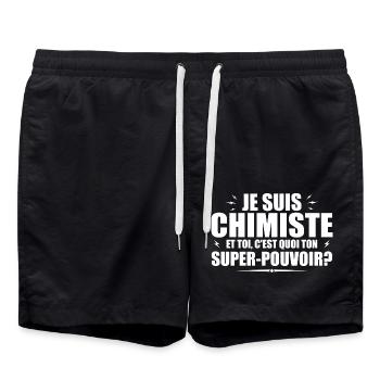 I am a Chemist. What's your superpower? - Swim Trunks - black - Front - AI Model Male 185 light (185cm)