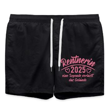Rentnerin 2025 Eine Legende verlässt das Gelände - Badeshorts - Schwarz - Vorne - AI Model Male 185 light (185cm)