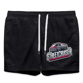 Entspannt unterwegs – Textilprodukte fürHelden - Badeshorts - Schwarz - Vorne - AI Model Male 185 light (185cm)