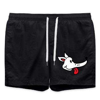 Visage de chien Drôle Mignon Langue Sortant Tête - Short de bain - noir - Devant - AI Model Male 185 light (185cm)