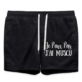 J'peux pas j'ai MUSCU - Musculation - Short de bain - noir - Devant - AI Model Male 185 light (185cm)