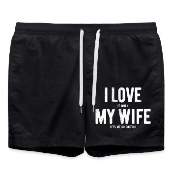 Ich liebe meine Frau - Golf - Geschenk - Badeshorts - Schwarz - Vorne - AI Model Male 185 light (185cm)