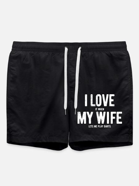 Jeg elsker min kone - dart - gave - Badeshorts - sort