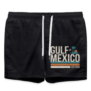 Golf von Mexiko Est 1550 Retro Vintage Strand - Badeshorts - Schwarz - Vorne - AI Model Male 185 light (185cm)