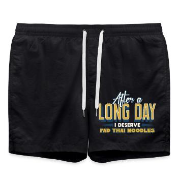 After A Long Day I Deserve Pad Thai Noodles - Swim Trunks - black - Front - AI Model Male 185 light (185cm)