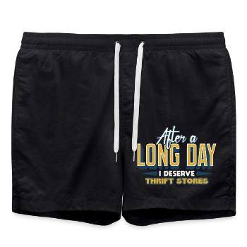 After A Long Day I Deserve Thrift Stores - Swim Trunks - black - Front - AI Model Male 185 light (185cm)