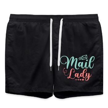 Mail Lady Mailman Postal Worker - Badeshorts - Schwarz - Vorne - AI Model Male 185 light (185cm)