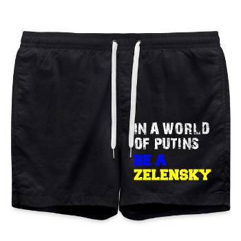 In a World of Putins be a Zelensky - Swim Trunks - black - Front - AI Model Male 185 light (185cm)