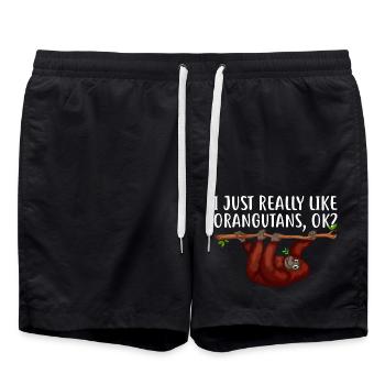 Orangutan Animal Lover Orangutans - Swim Trunks - black - Front - AI Model Male 185 light (185cm)