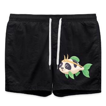 PandaPanzerwels – Süßes Hybrid-Design - Badeshorts - Schwarz - Vorne - AI Model Male 185 light (185cm)